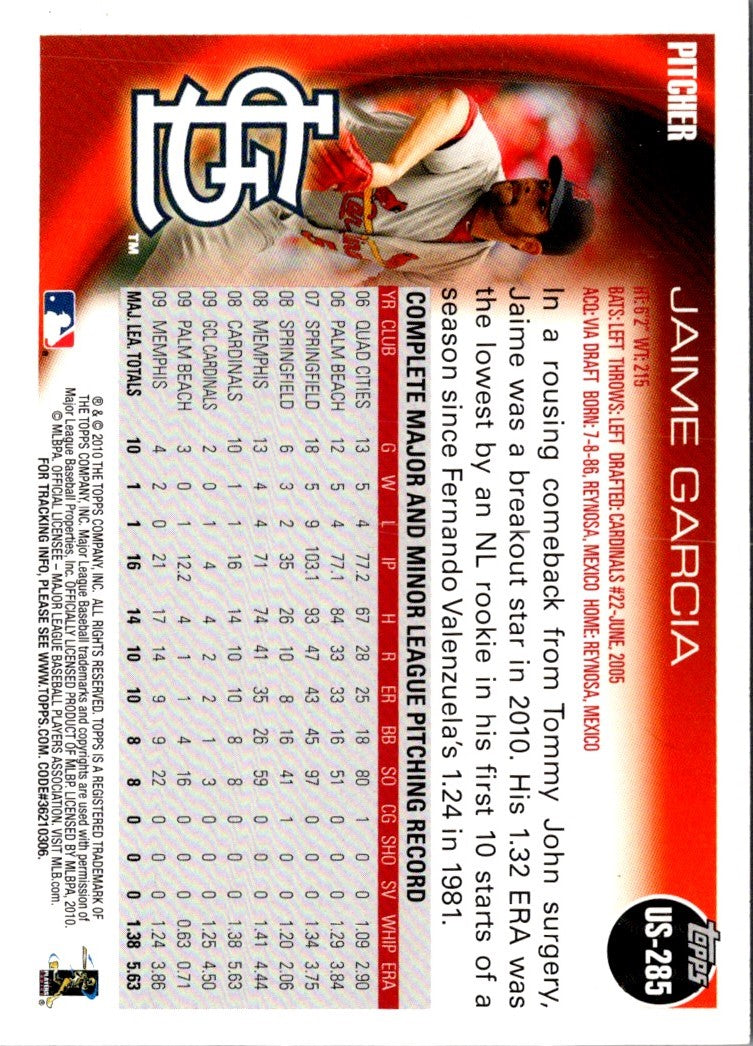 2010 Topps Update Jaime Garcia