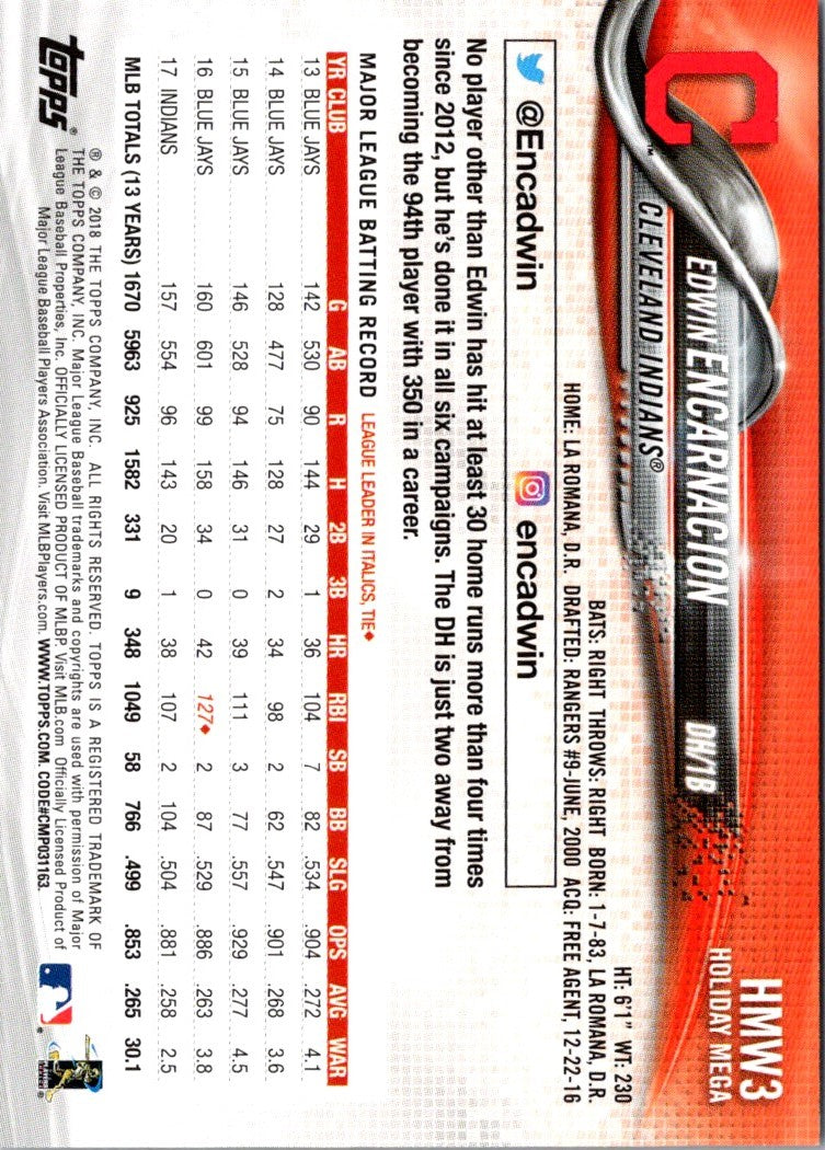 2018 Topps Holiday Metallic Snowflake Edwin Encarnacion