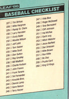 1986 Leaf Checklist 3 #NNO