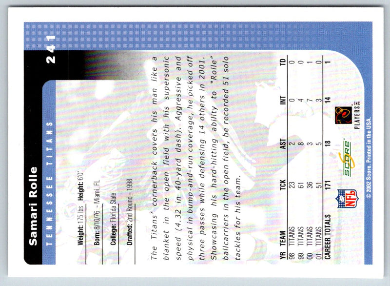 2002 Score Samari Rolle