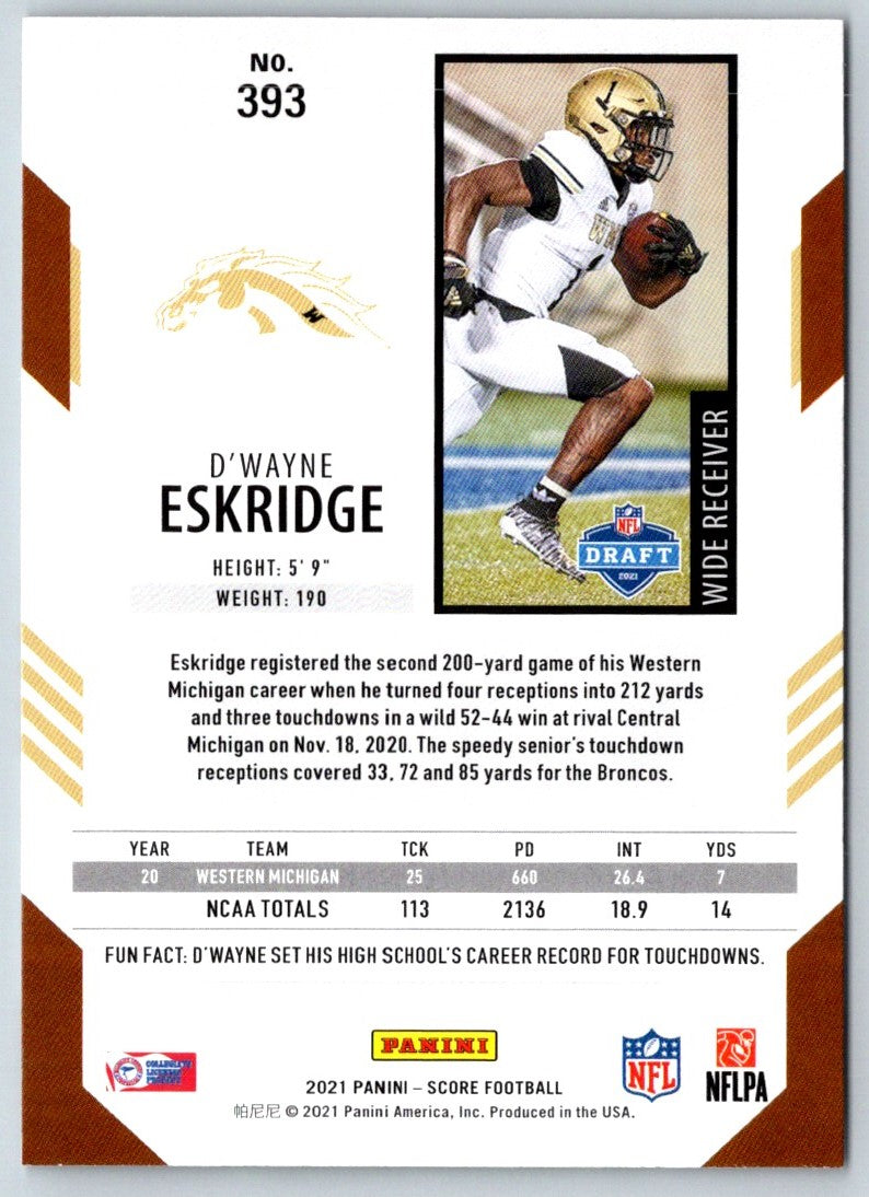 2021 Score Scorecard D'Wayne Eskridge