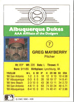 1990 CMC Albuquerque Dukes Greg Mayberry #7