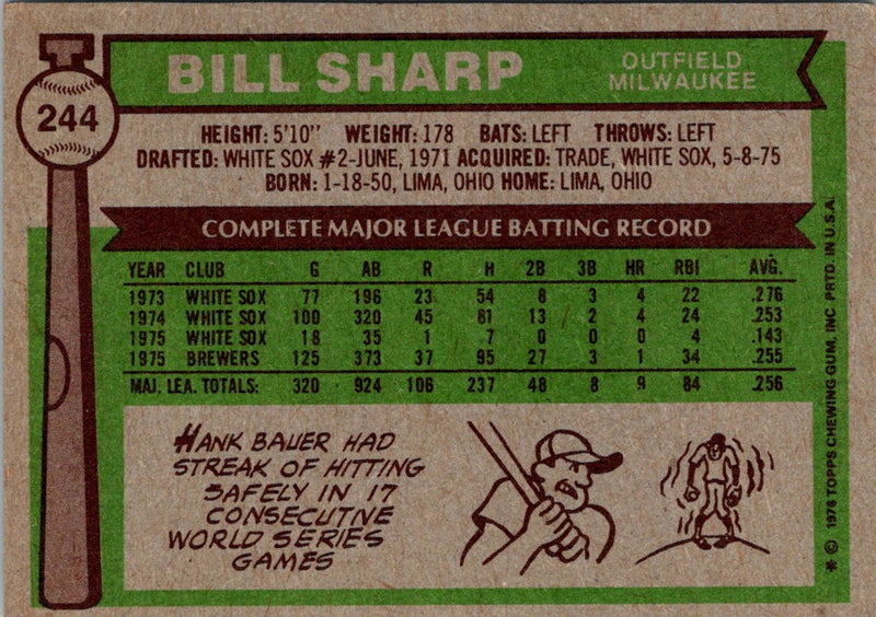 1976 Topps Bill Sharp