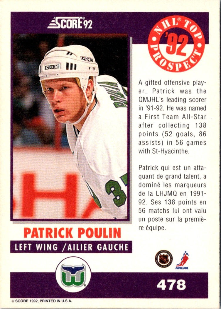 1992 Score Canadian Patrick Poulin