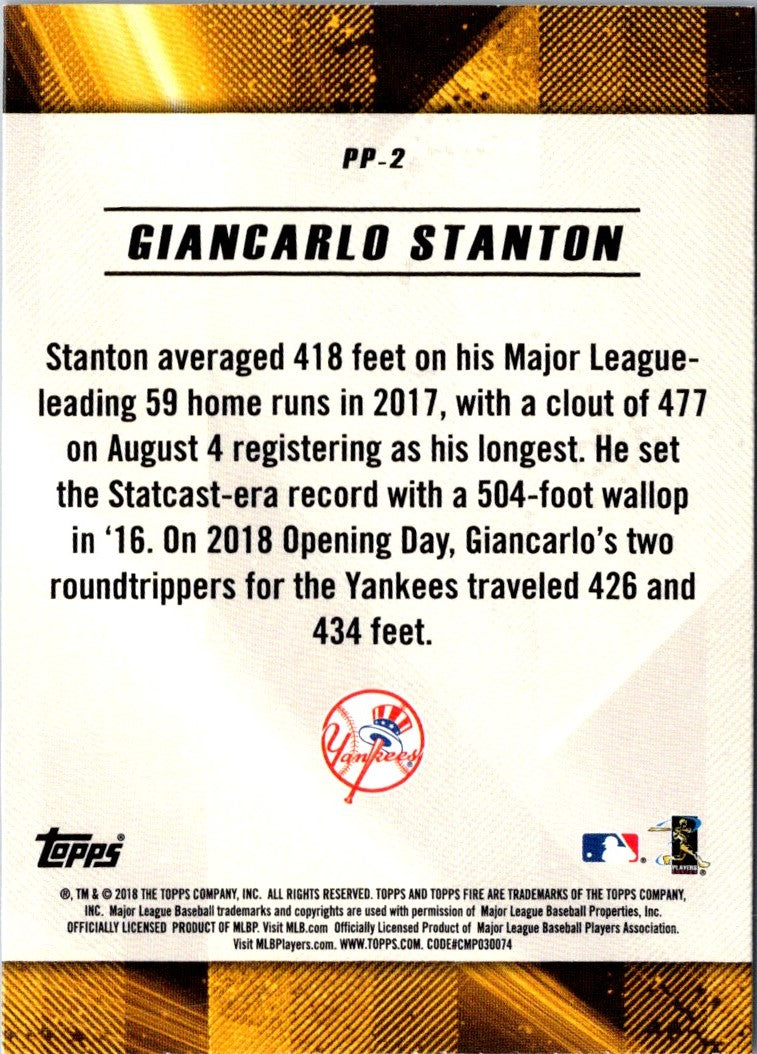 2018 Topps Fire Power Producers Giancarlo Stanton