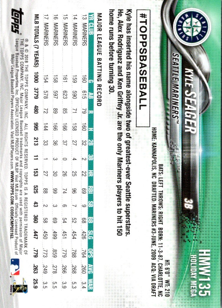 2018 Topps Holiday Kyle Seager