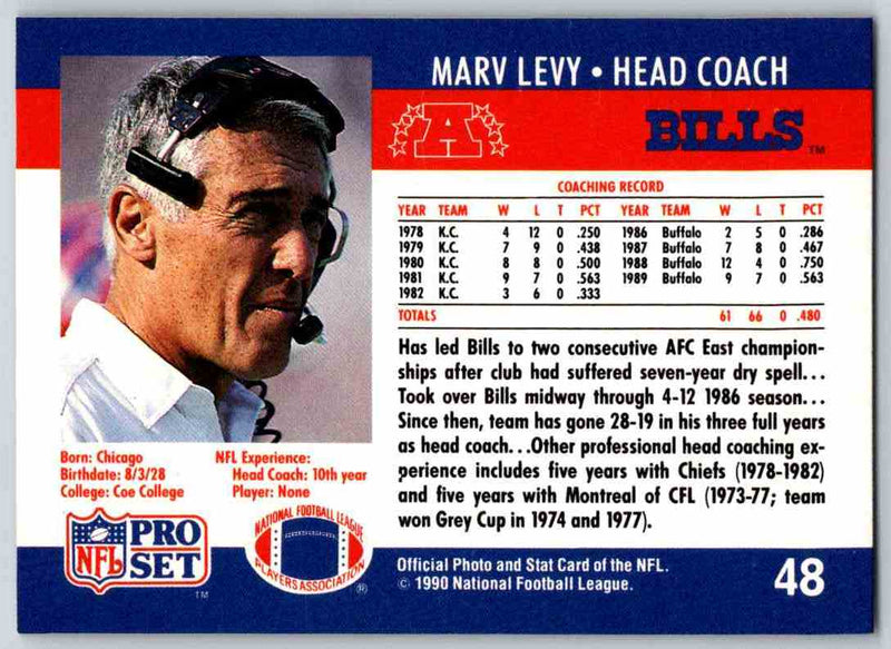 1990 Pro Set Marv Levy