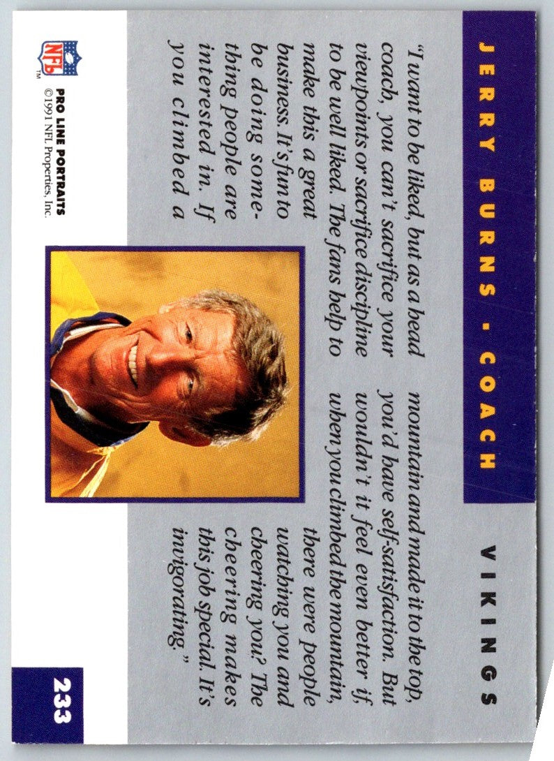 1991 Pro Line Portraits Jerry Burns