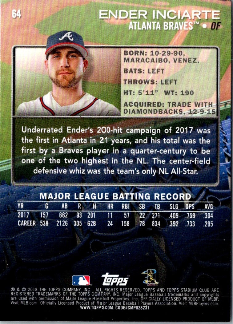 2018 Stadium Club Ender Inciarte