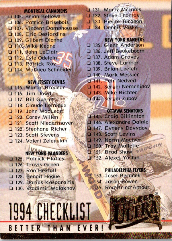 1994 Ultra Checklist: 105-210 #249