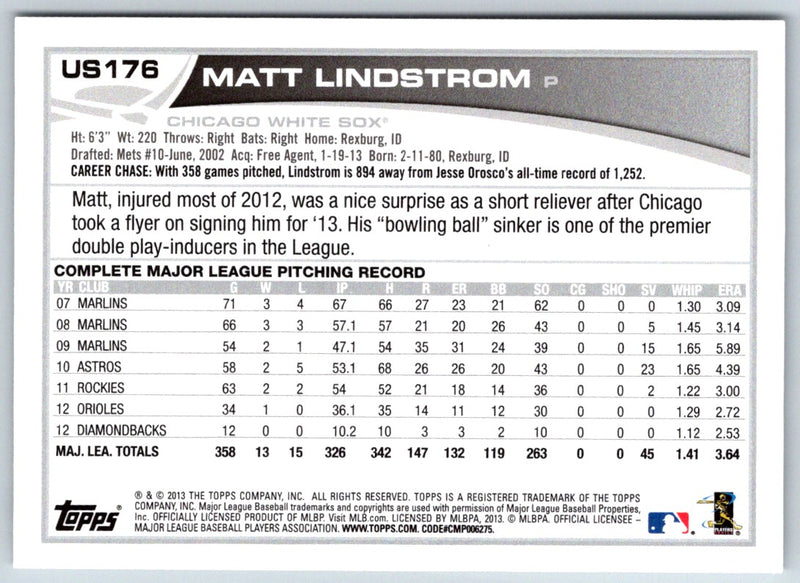 2013 Topps Update Matt Lindstrom