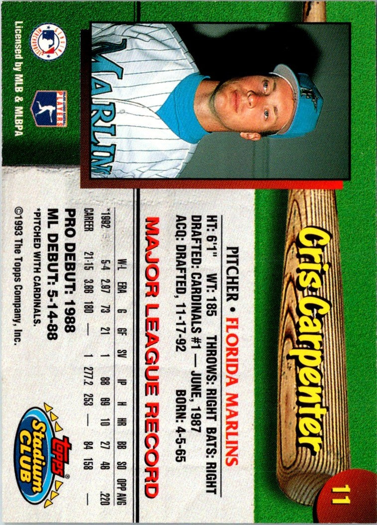 1993 Stadium Club Florida Marlins Cris Carpenter