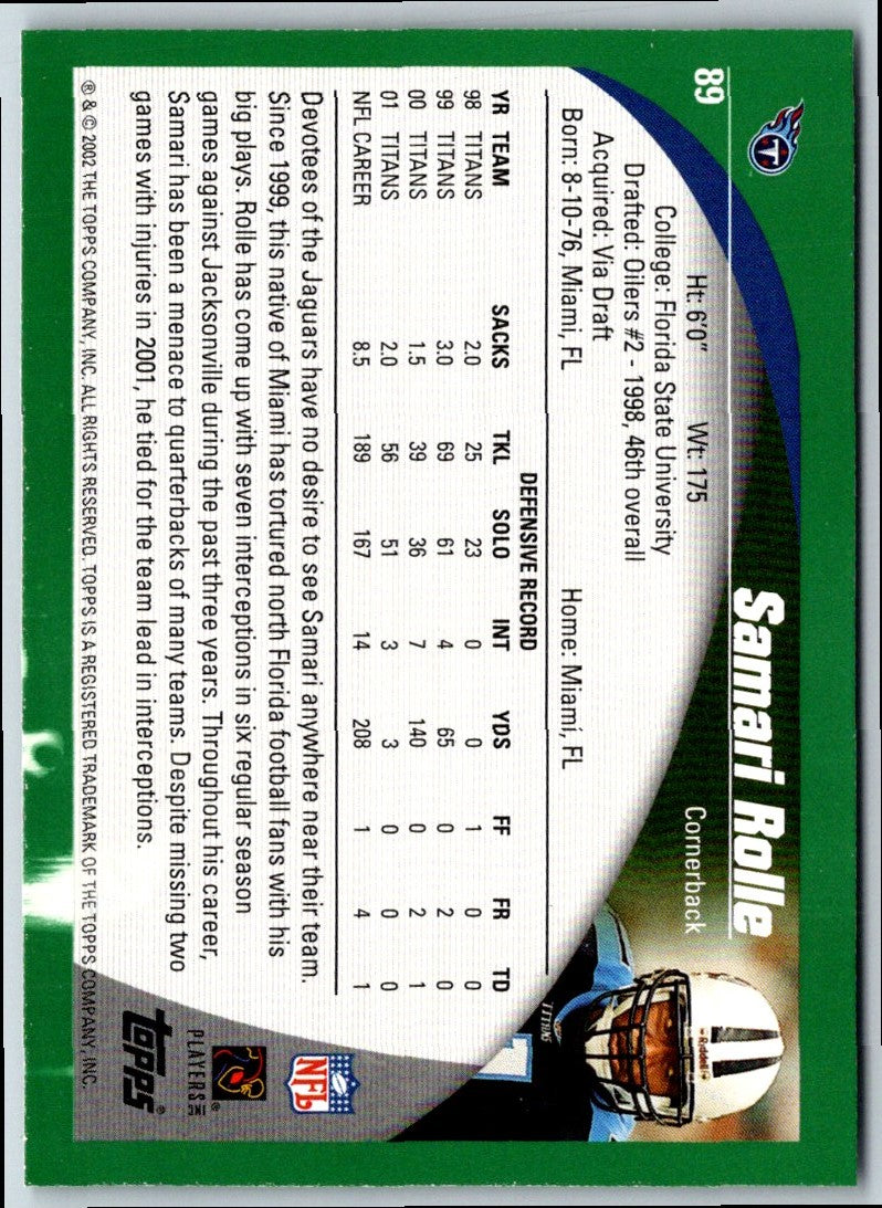 2002 Topps Samari Rolle