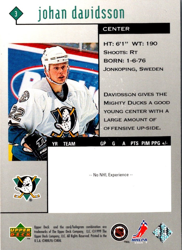 1998 Upper Deck Black Diamond Johan Davidsson