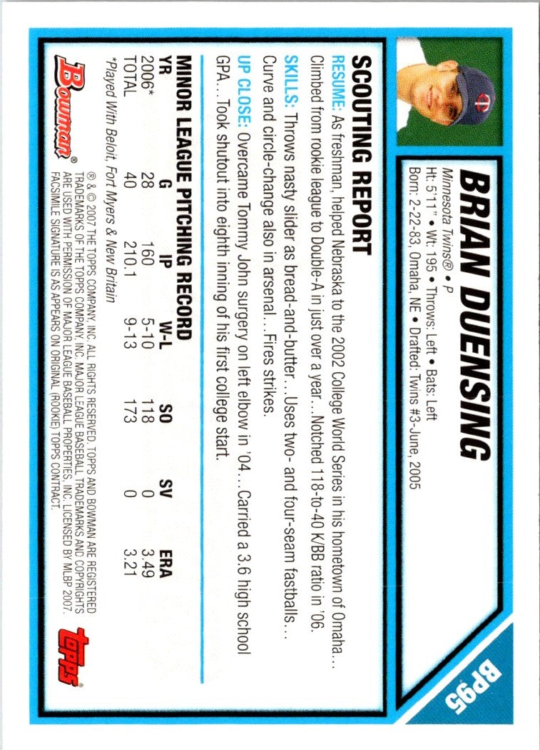 2007 Bowman Prospects Brian Duensing