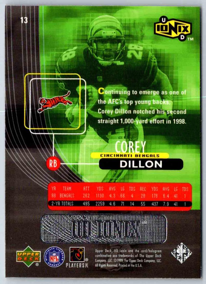 1999 Upper Deck Ionix Corey Dillon