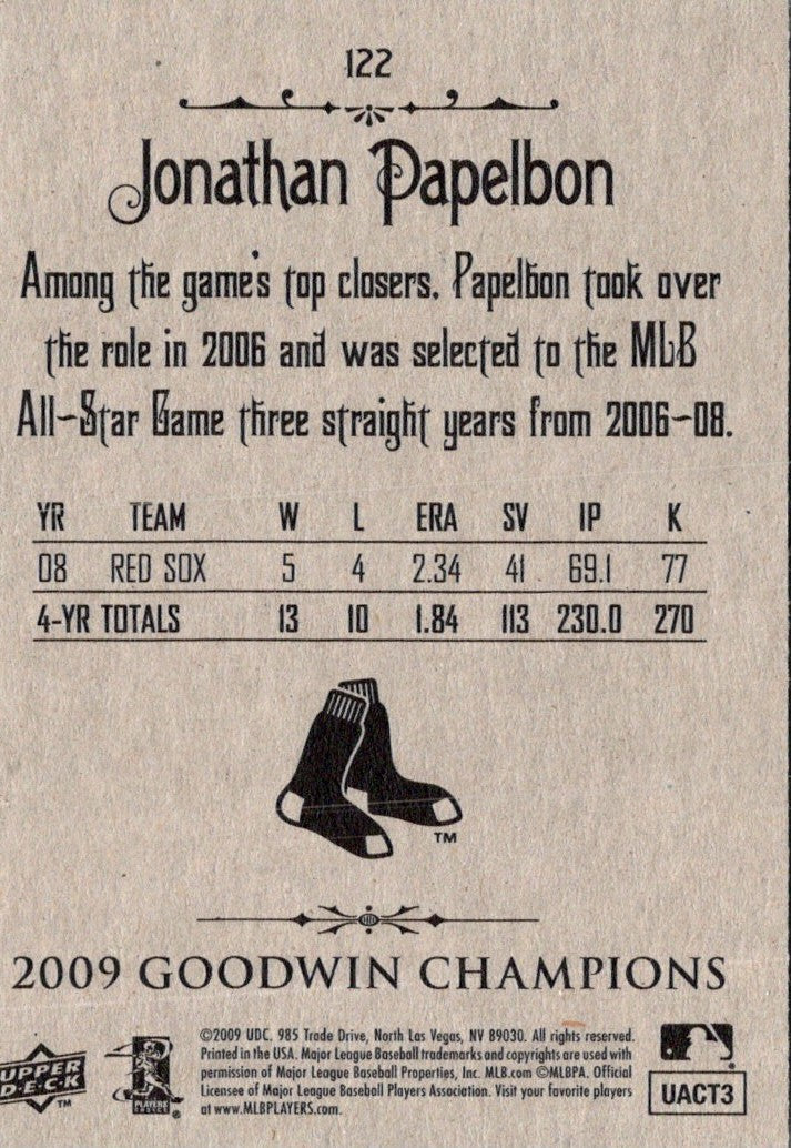 2009 Upper Deck Goodwin Champions Jonathan Papelbon