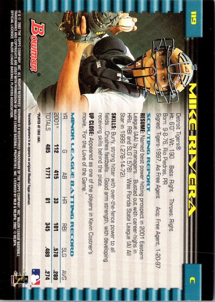 2002 Bowman Gold Mike Rivera