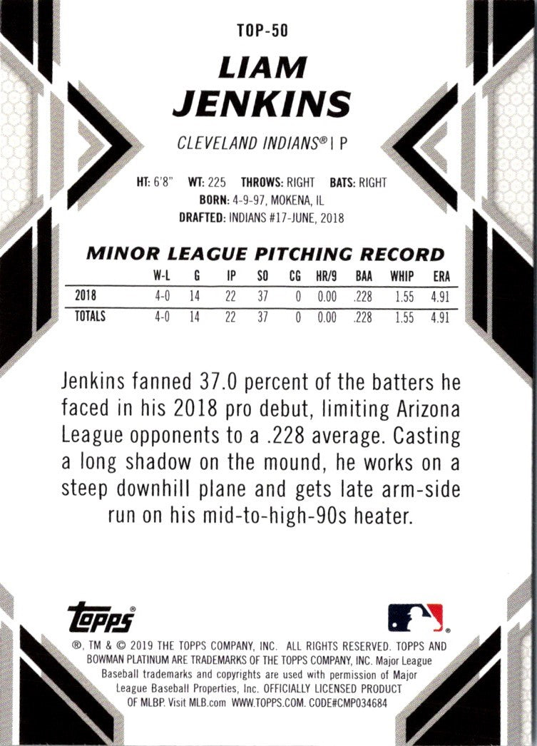 2019 Bowman Platinum Top Prospects Liam Jenkins