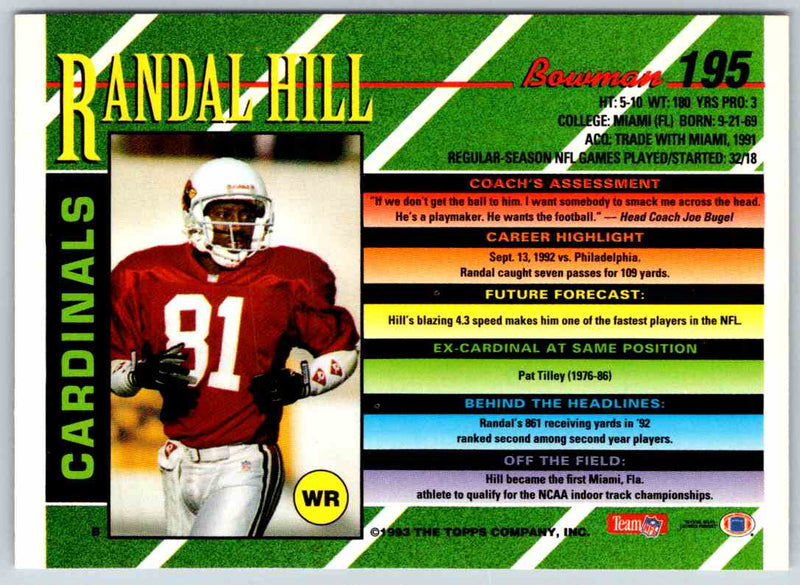 1993 Bowman Football Randal Hill