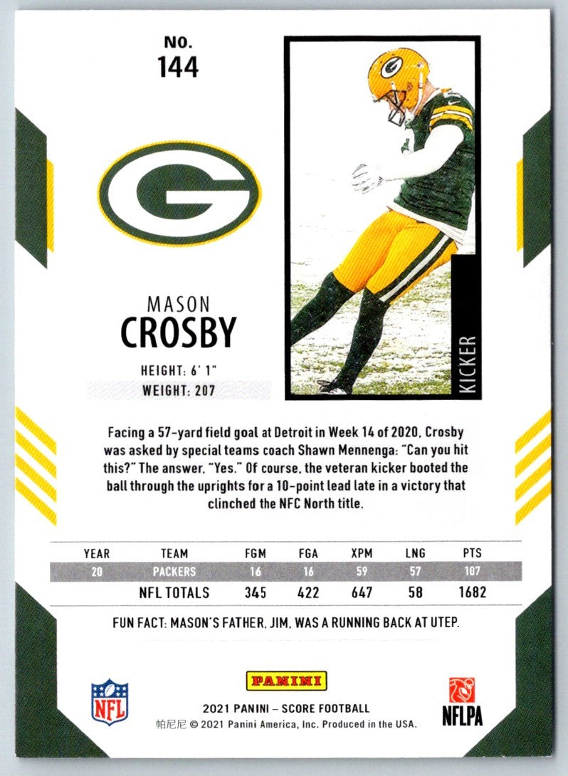 2021 Score Scorecard Mason Crosby