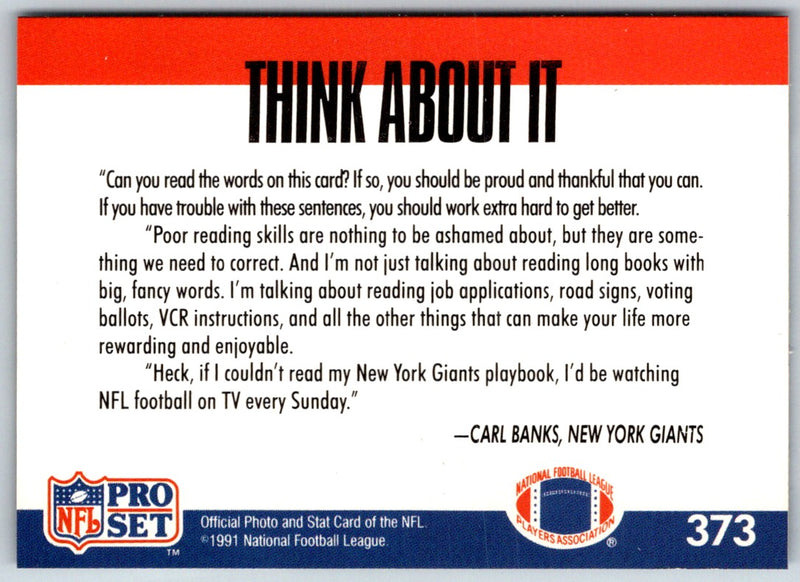 1991 Pro Set Dallas Public Service Announcement Carl Banks