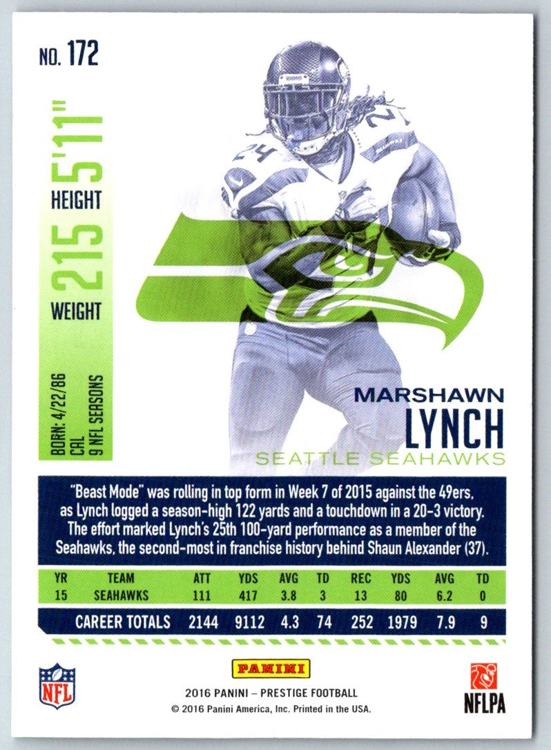 2016 Panini Prestige Marshawn Lynch