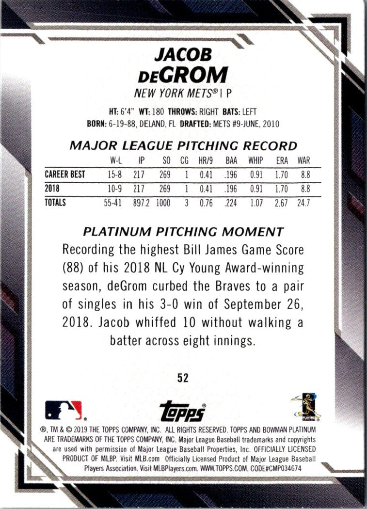 2019 Bowman Platinum Jacob deGrom