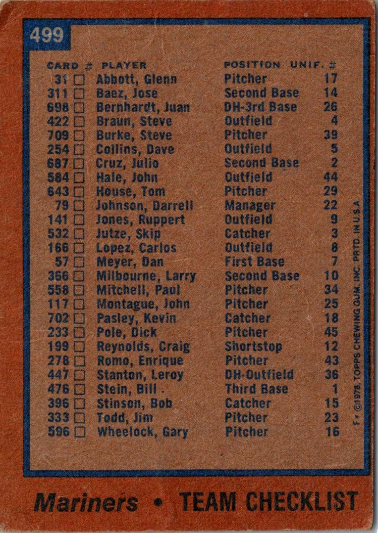 1971 Topps Checklist 524-643