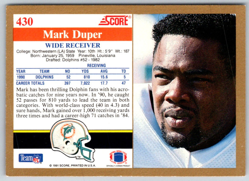 1991 Score Mark Duper