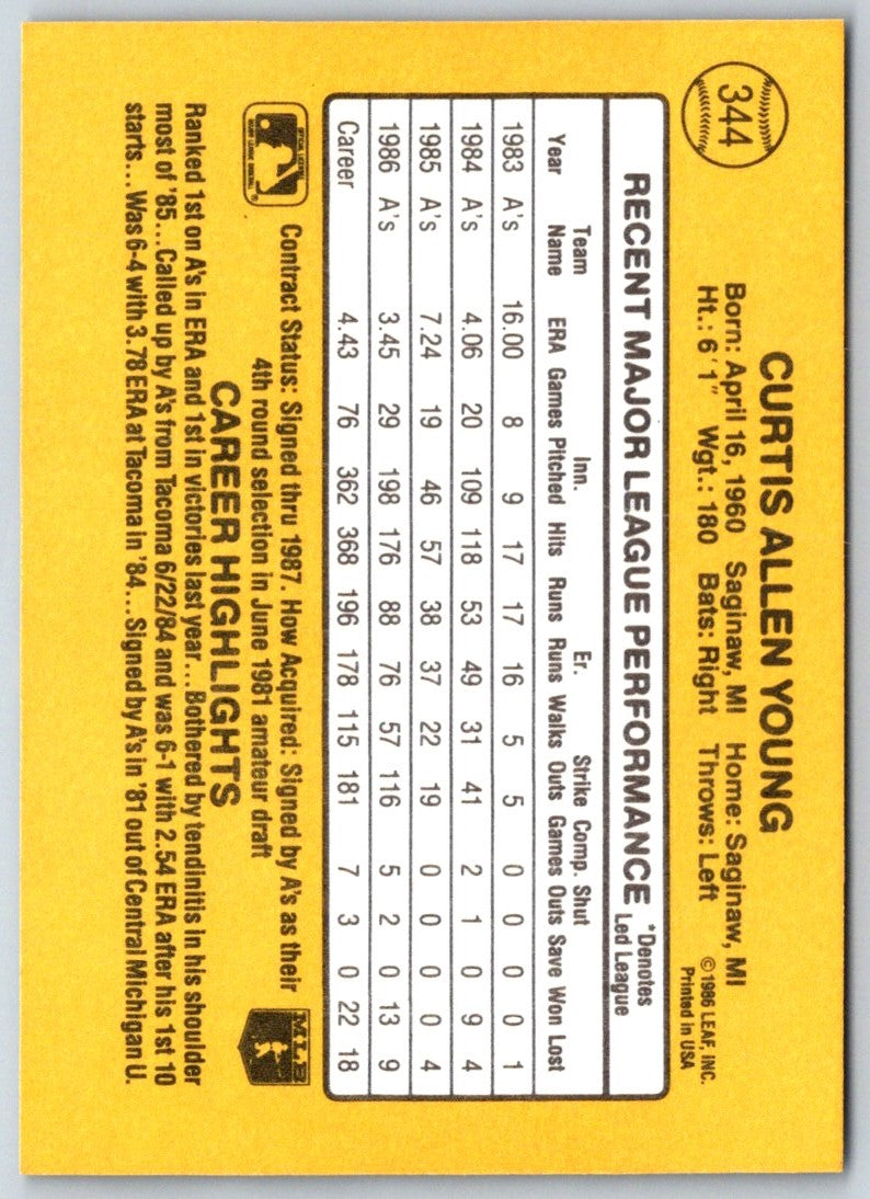 1987 Donruss Curt Young