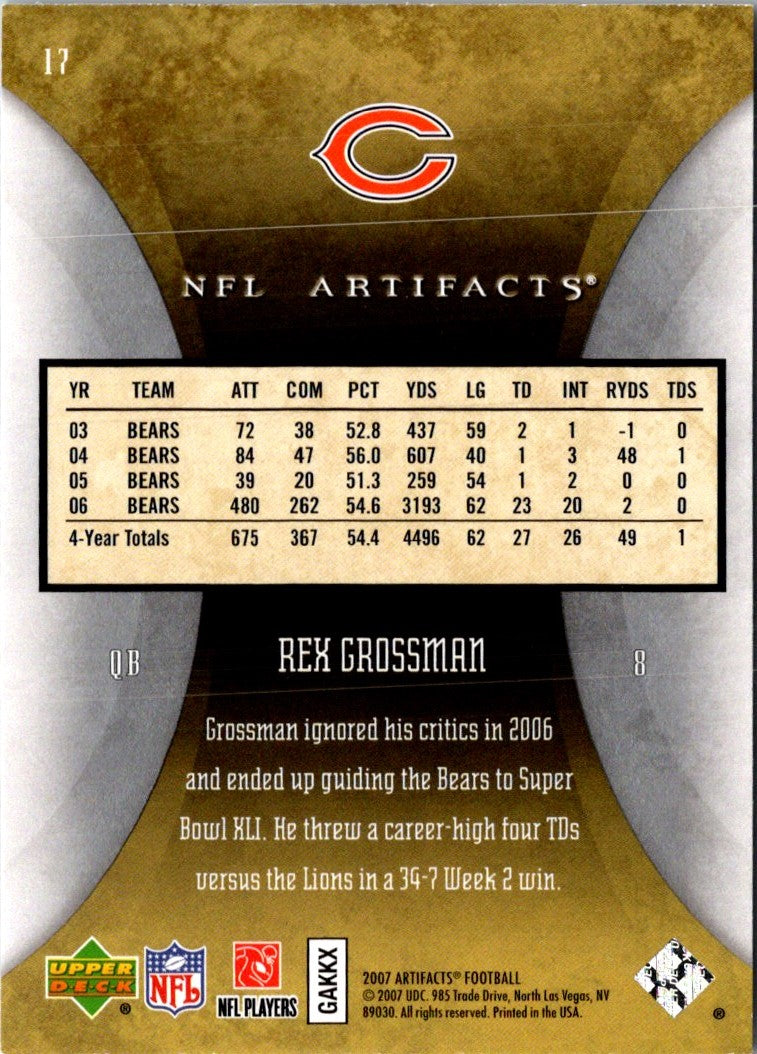 2007 Upper Deck Artifacts Rex Grossman