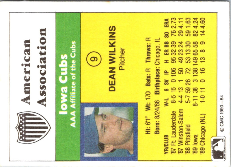1990 CMC Iowa Cubs Dean Wilkins