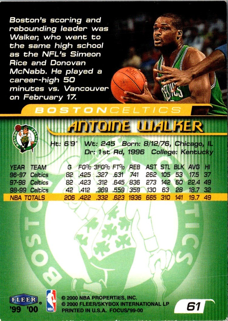 1999 Fleer Focus Antoine Walker