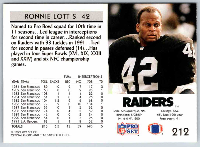 1992 Proset Ronnie Lott