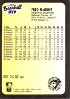 1990 Fleer Baseball MVP's Fred McGriff #24