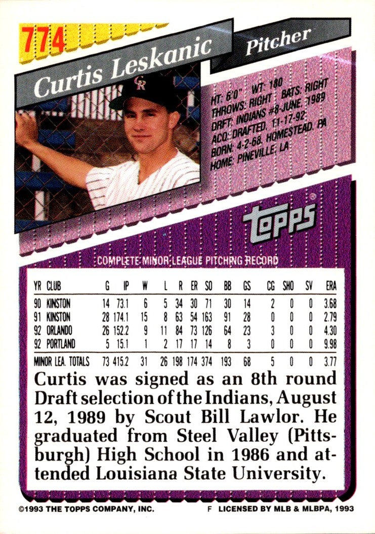 1993 Topps Gold Curtis Leskanic