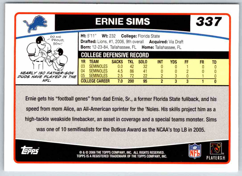 2011 Topps Football Ernie Sims