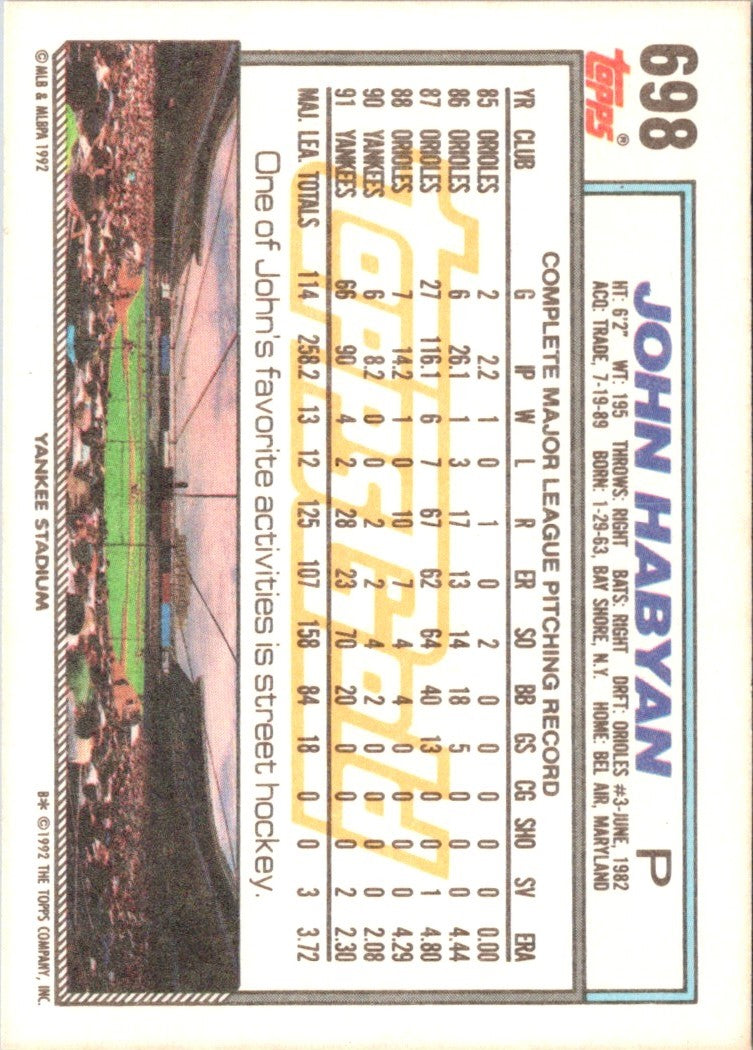 1992 Topps John Habyan