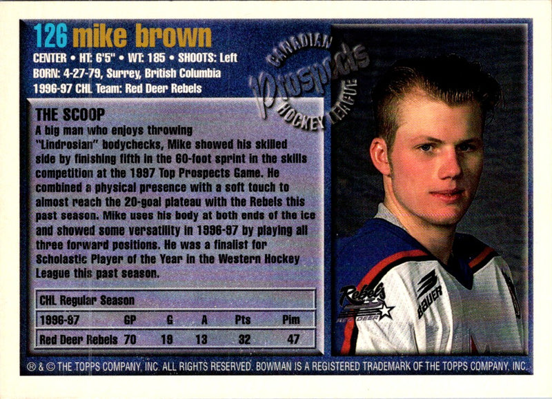 1997 Bowman CHL Mike Brown