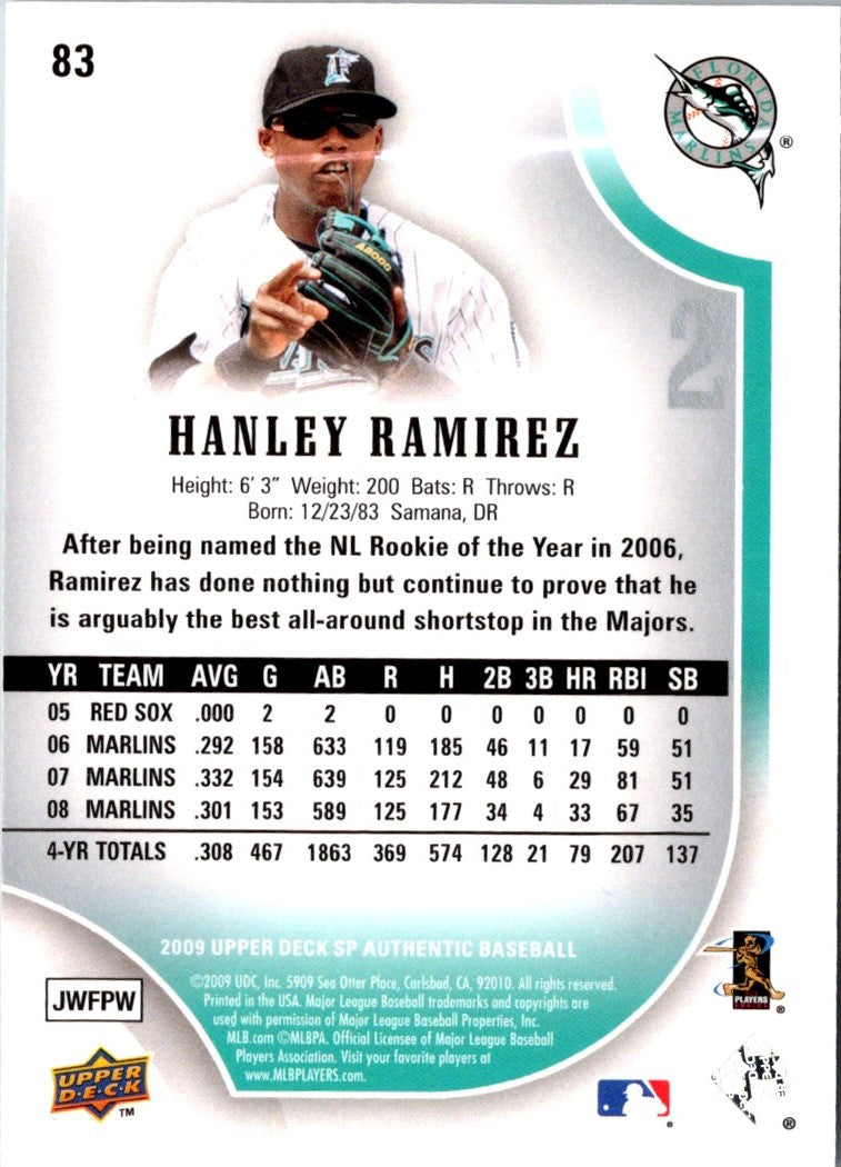 2009 SP Authentic Hanley Ramirez