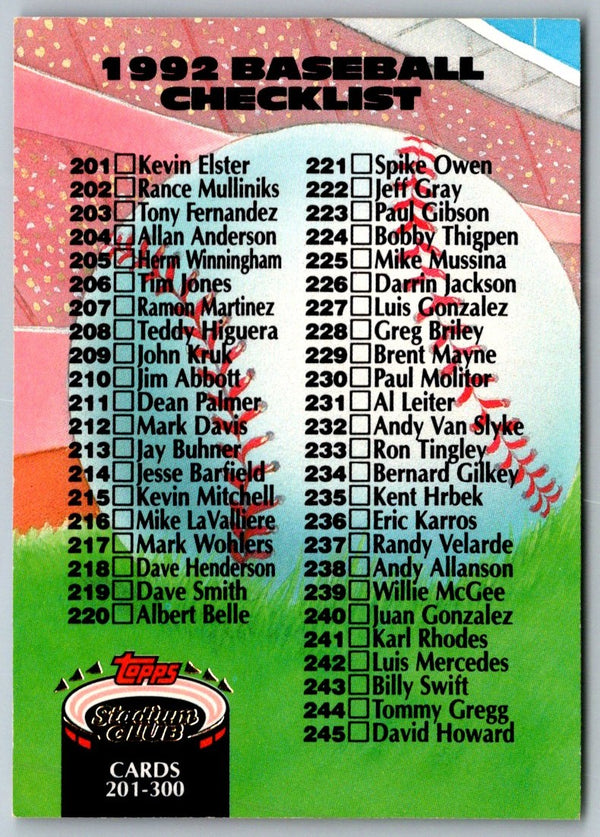 1992 Stadium Club Checklist: 601-700 #898