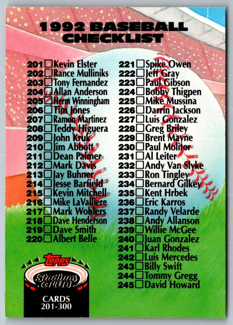 1992 Stadium Club Checklist: 601-700