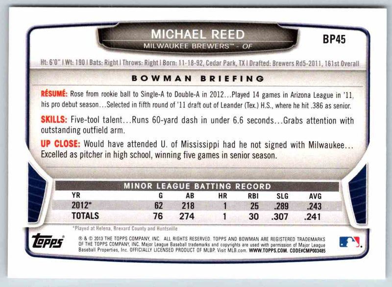 2013 Bowman Michael Reed