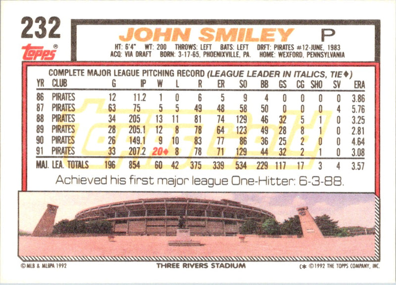 1992 Topps John Smiley