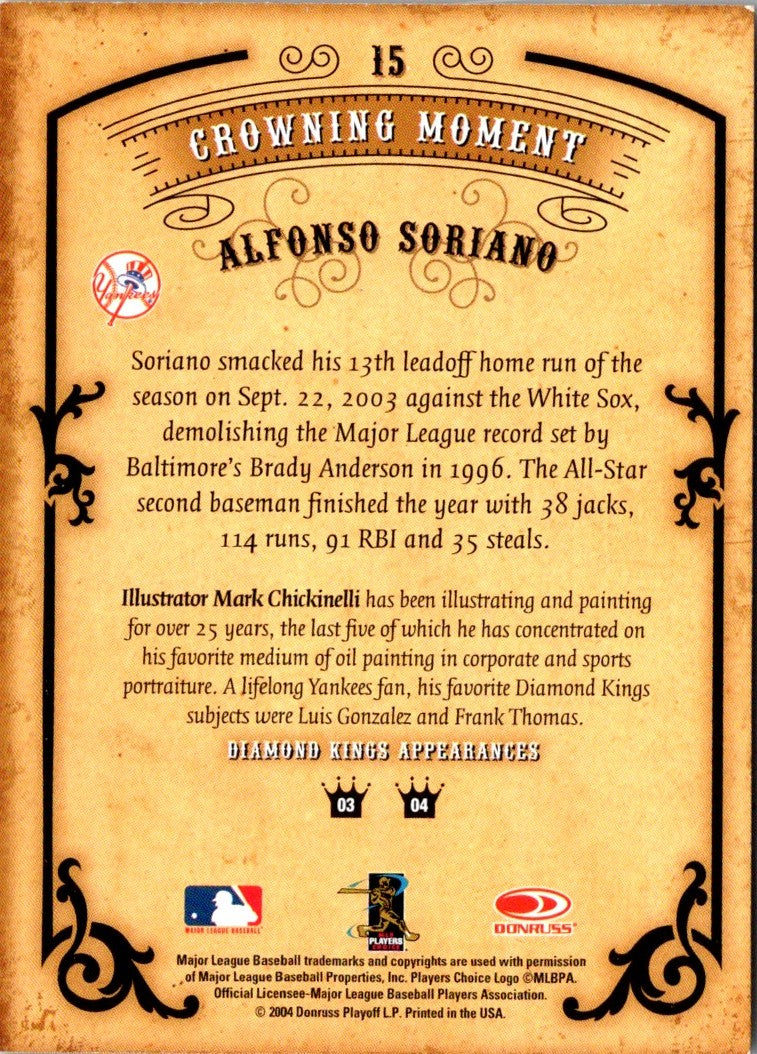 2004 Donruss Diamond Kings Alfonso Soriano