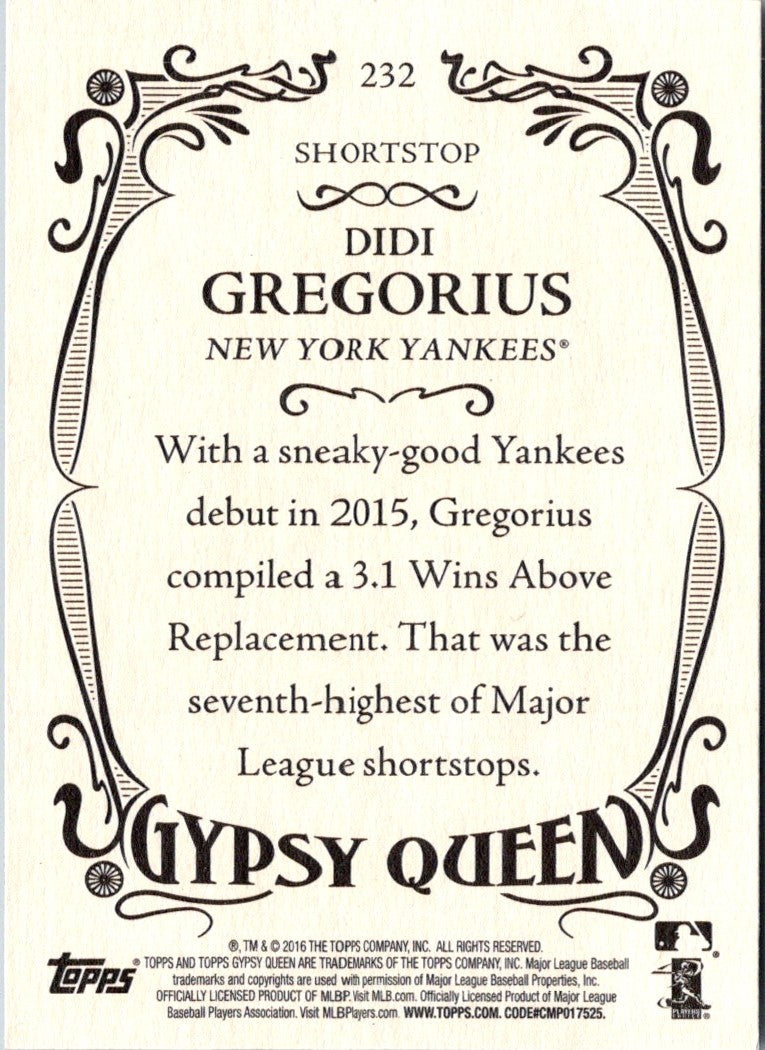 2016 Topps Gypsy Queen Didi Gregorius