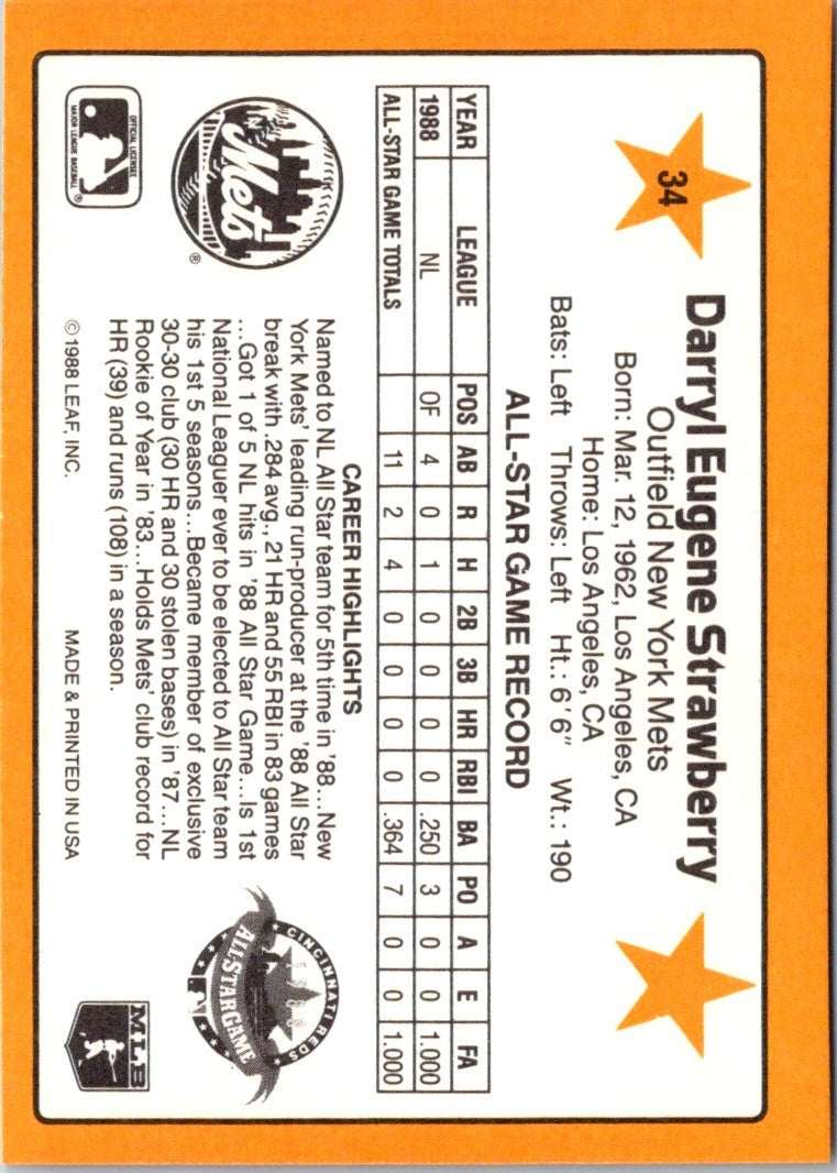 1988 Donruss All-Stars Darryl Strawberry