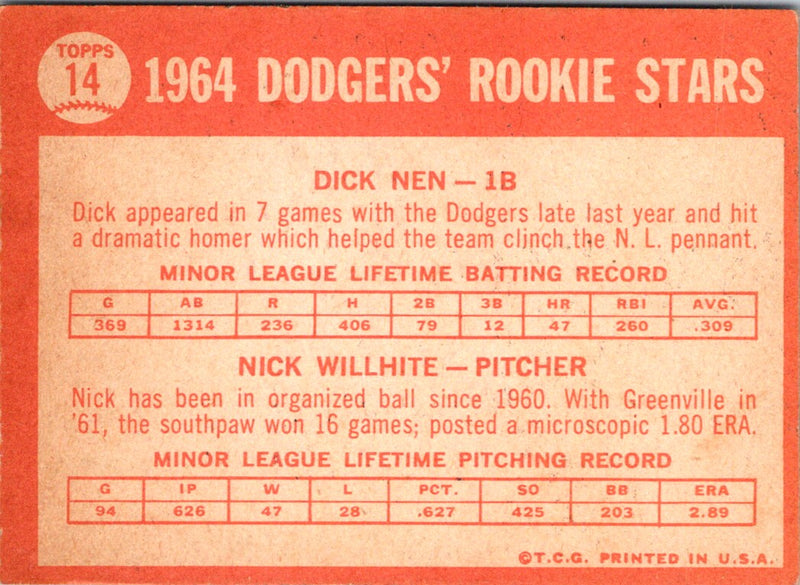 2013 Topps Dodgers 1964 Rookie Stars - Nen/ Willhite