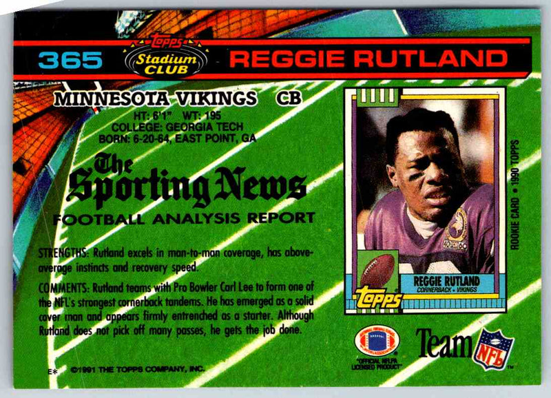 1994 Topps Stadium Club Football Reggie Rutland